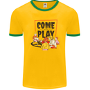 Come to Play Lets Summon Demons Ouija Board Mens Ringer T-Shirt FotL Gold/Green