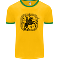 Odin Wotan Vikings Valhalla Norse Mythology Mens White Ringer T-Shirt Gold/Green