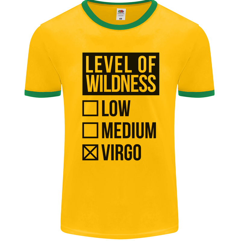 Levels of Wildness Virgo Mens Ringer T-Shirt FotL Gold/Green