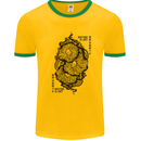 Nature is Art Mushroom Fungi Mycology Mens Ringer T-Shirt Gold/Green