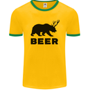 Beer Bear Funny Animal Alcohol Mens Ringer T-Shirt FotL Gold/Green