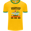 Weekend Forecast Golf with a Chance of Drinking Mens White Ringer T-Shirt Gold/Green