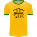 Property of My Awesome Wife Valentine's Day Mens White Ringer T-Shirt Gold/Green