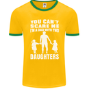 Dad With Two Daughters Funny Fathers Day Mens Ringer T-Shirt FotL Gold/Green