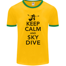Keep Calm and Skydive Funny Skydiving Mens Ringer T-Shirt FotL Gold/Green