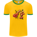 Frog Hand Scrunching Material Mens Ringer T-Shirt Gold/Green