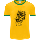 Odin the Viking on Horseback Valhalla Gods Mens White Ringer T-Shirt Gold/Green