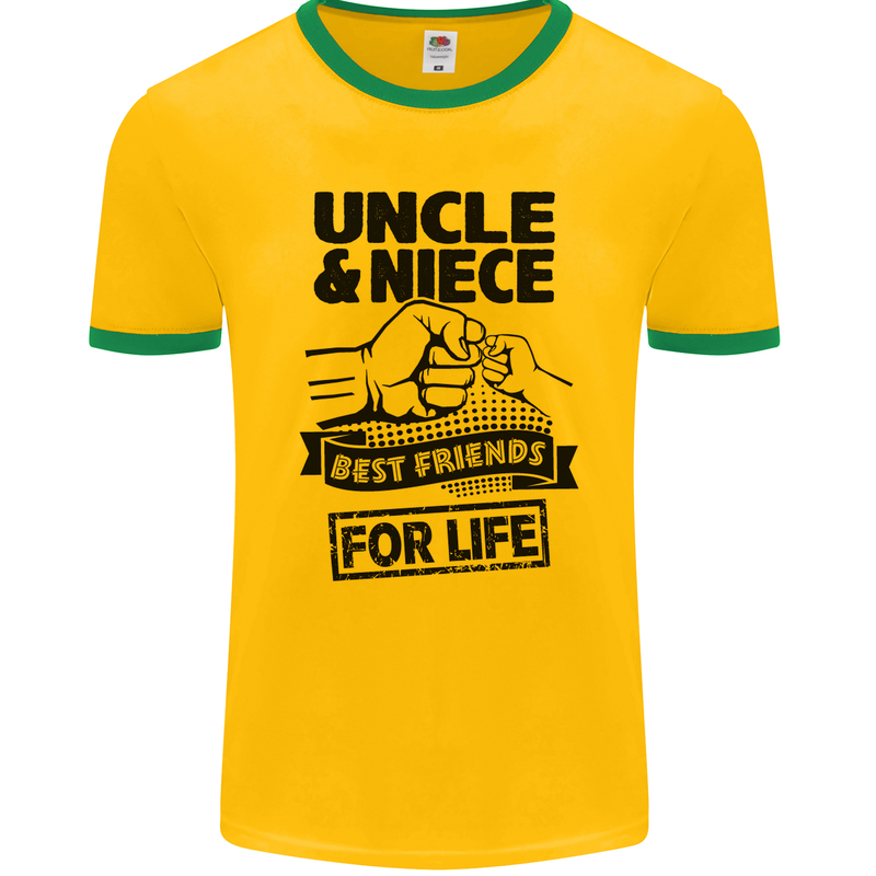 Uncle & Niece Friends for Life Funny Day Mens Ringer T-Shirt FotL Gold/Green