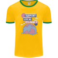 Climate Change Support Your Local Planet Mens Ringer T-Shirt Gold/Green