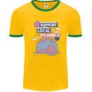 Climate Change Support Your Local Planet Mens Ringer T-Shirt Gold/Green