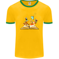 Trippy Nature Book Magic Mushrooms LSD Mens Ringer T-Shirt FotL Gold/Green