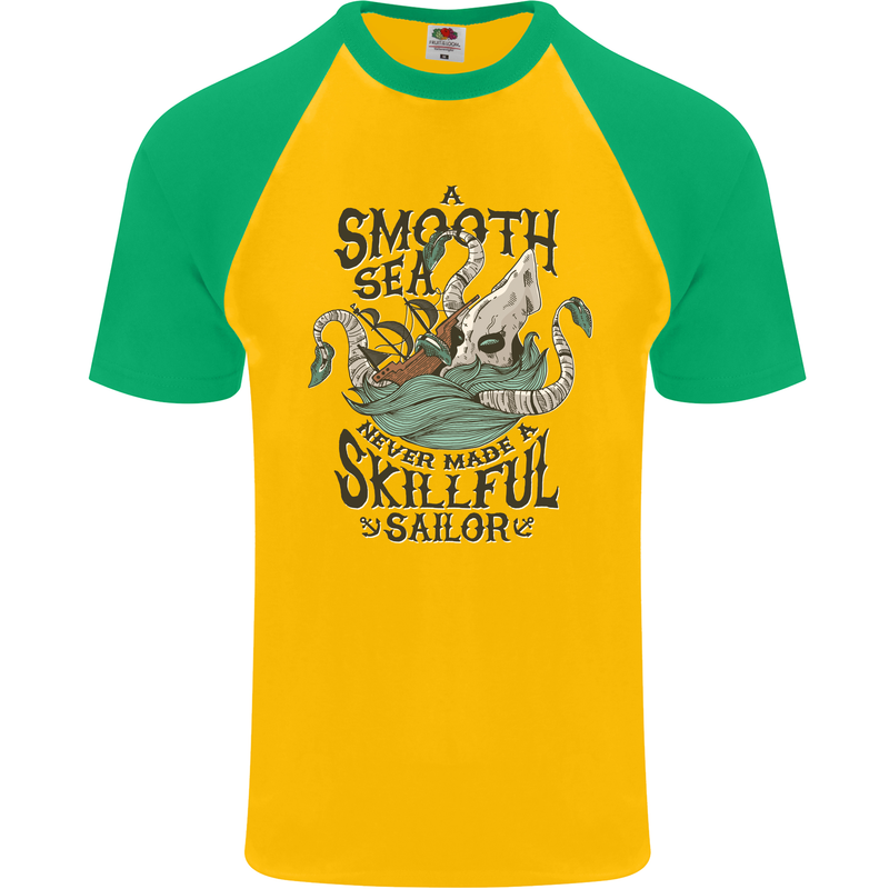 Skilful Sailor Kraken Sailor Mens S/S Baseball T-Shirt Gold/Green