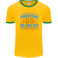 60th Birthday Turning 60 Is Great Year Old Mens White Ringer T-Shirt Gold/Green