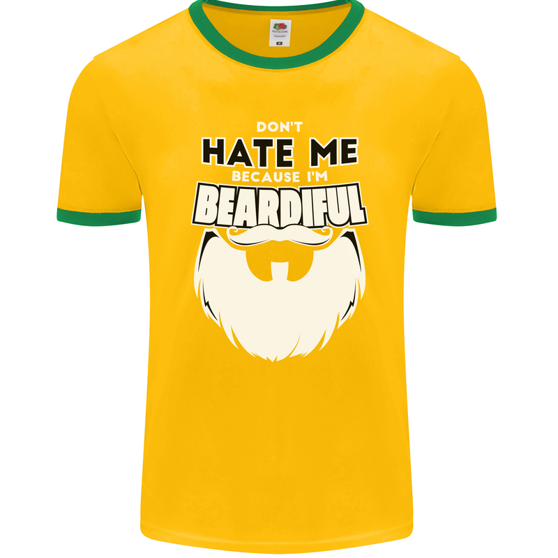 Beardiful Funny Beard Mens Ringer T-Shirt FotL Gold/Green