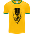 Skull With a Sword Gothic Heavy Metal Rock Mens White Ringer T-Shirt Gold/Green