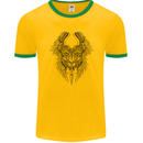 Two Roman Skulls Mens Ringer T-Shirt FotL Gold/Green