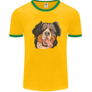 Bernese Mountain Dog Mens White Ringer T-Shirt Gold/Green