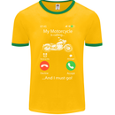 My Motorcycle Is Calling Biker Motorbike Mens Ringer T-Shirt FotL Gold/Green