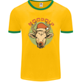 Moodolf Funny Rudolf Christmas Cow Mens Ringer T-Shirt FotL Gold/Green