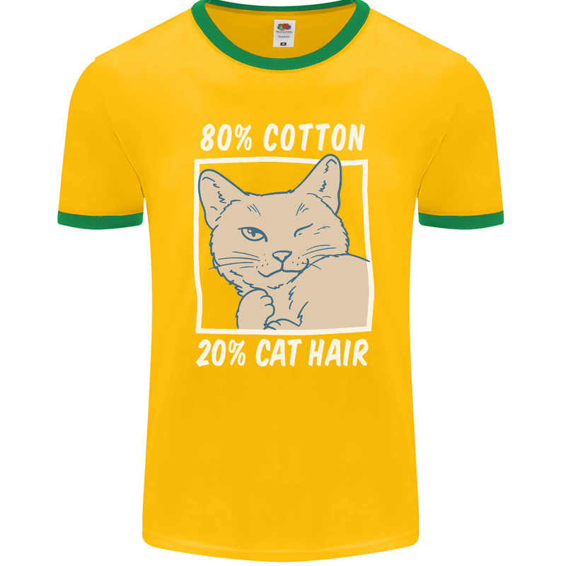 Part Cotton Part Cat Hair Funny Mens Ringer T-Shirt FotL Gold/Green