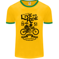 Live to Ride Motorbike Motorcycle Biker Mens Ringer T-Shirt FotL Gold/Green