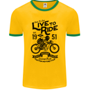 Live to Ride Motorbike Motorcycle Biker Mens Ringer T-Shirt FotL Gold/Green