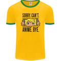 Sorry Can't Anime Bye Funny Anti-Social Mens Ringer T-Shirt FotL Gold/Green