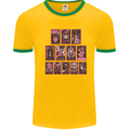 Tarot Cards Fortune Teller Skulls Mens White Ringer T-Shirt Gold/Green