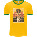 Gym Tiger No Pain No Gain Training Top Mens Ringer T-Shirt FotL Gold/Green