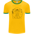 Gaming Vitruvian Gamer Funny Video Games Mens White Ringer T-Shirt Gold/Green