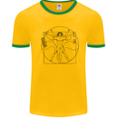 Gaming Vitruvian Gamer Funny Video Games Mens White Ringer T-Shirt Gold/Green