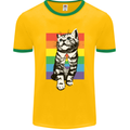 LGBT Cat Gay Pride Day Awareness Mens Ringer T-Shirt FotL Gold/Green