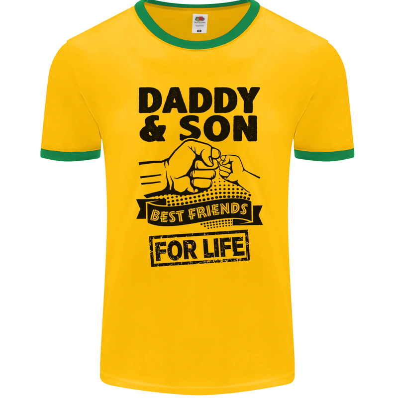 Daddy & Son Best Friends Father's Day Mens Ringer T-Shirt FotL Gold/Green