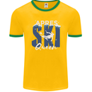 Apres Ski Queen Skiing Winter Sports Mens Ringer T-Shirt FotL Gold/Green