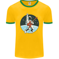 Space Rock Funny Astronaut Guitar Guitarist Mens Ringer T-Shirt FotL Gold/Green