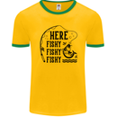 Here Fishy Fishy Funny Fishing Fisherman Mens Ringer T-Shirt FotL Gold/Green