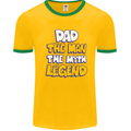 Dad the Man the Myth the Legend Fathers Day Mens White Ringer T-Shirt Gold/Green