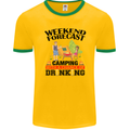 Camping Weekend Forecast Funny Alcohol Beer Mens Ringer T-Shirt FotL Gold/Green