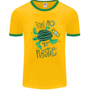 Climate Change Say No To Plastic Mens Ringer T-Shirt Gold/Green