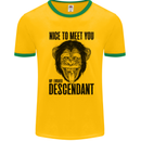 Chimp Evolved Dessendant Funny Monkey Ape Mens White Ringer T-Shirt Gold/Green