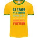 62nd Birthday 62 Year Old Mens Ringer T-Shirt FotL Gold/Green