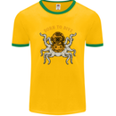 Born to Dive Octopus Scuba Diving Diver Mens Ringer T-Shirt FotL Gold/Green