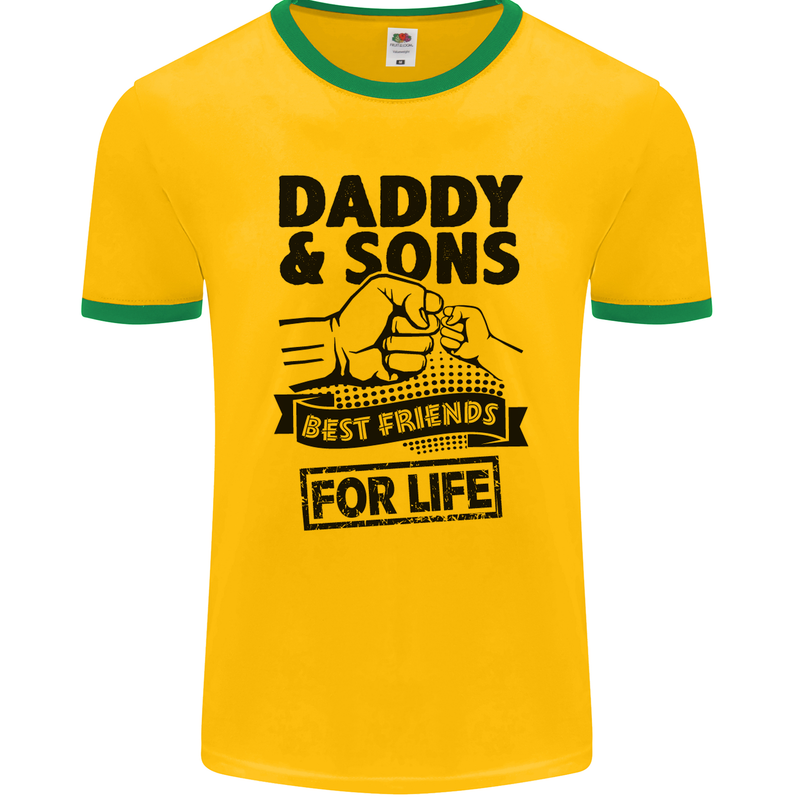 Daddy & Sons Best Friends Father's Day Mens Ringer T-Shirt FotL Gold/Green