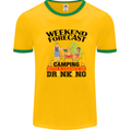 Camping Weekend Forecast Funny Alcohol Beer Mens White Ringer T-Shirt Gold/Green