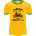 Old Man With a Motorcyle Biker Motorcycle Mens Ringer T-Shirt FotL Gold/Green