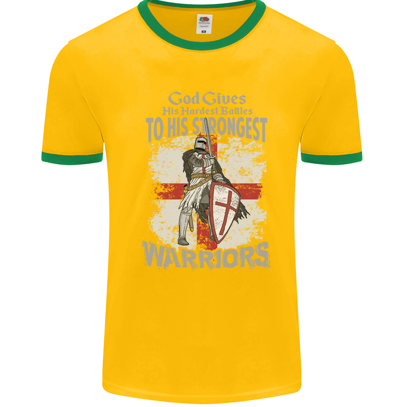 St George Warriors Mens White Ringer T-Shirt Gold/Green