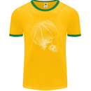 Basketball Skull Mens Ringer T-Shirt FotL Gold/Green