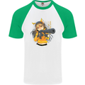 Anime Gun Girl Mens S/S Baseball T-Shirt White/Green