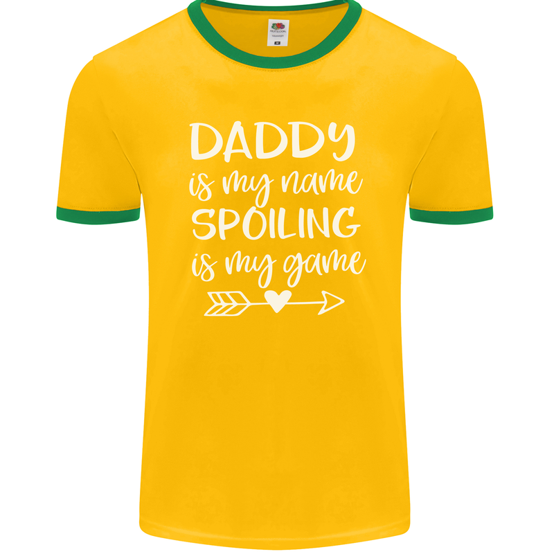 Father's Day Daddy Is My Name Funny Dad Mens Ringer T-Shirt FotL Gold/Green