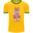 Ballerina Shoes Ballet Dancing Mens Ringer T-Shirt Gold/Green